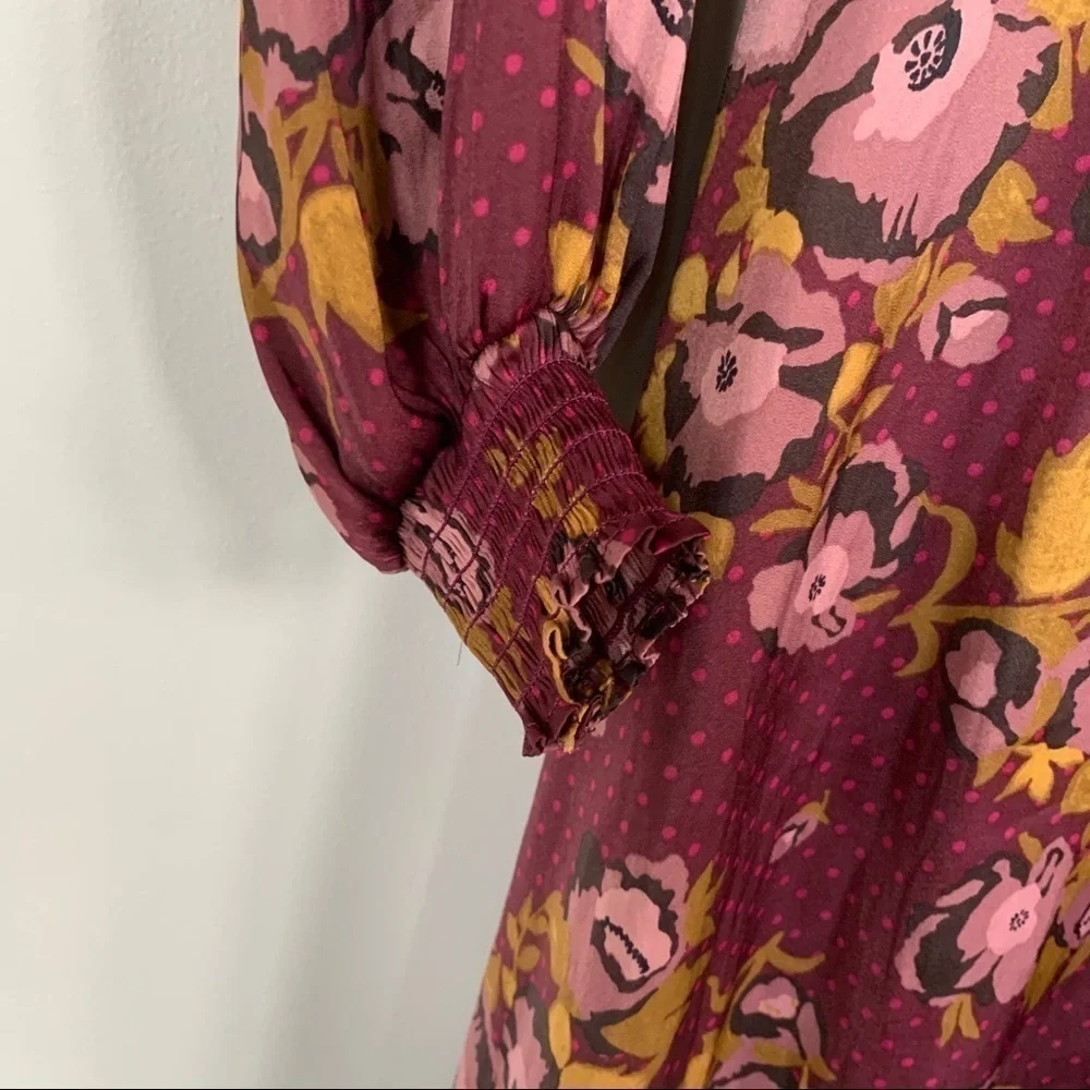Free People Morning Light‎ Long Sleeve Mini Floral Dress Size 8